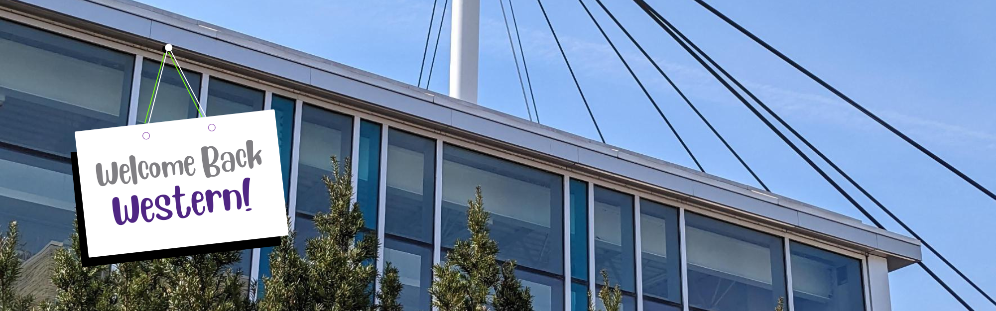 Photo of Western Student Recreation Centre outside and sky
